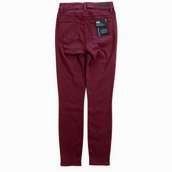 PAIGE Hoxton Ankle Skinny Jean High Rise Stretch Midnight Affair Burgundy 25 NWT - Picture 2 of 10